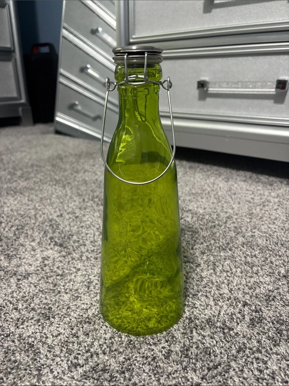 Green Glass Bottle with Swing Top Cap